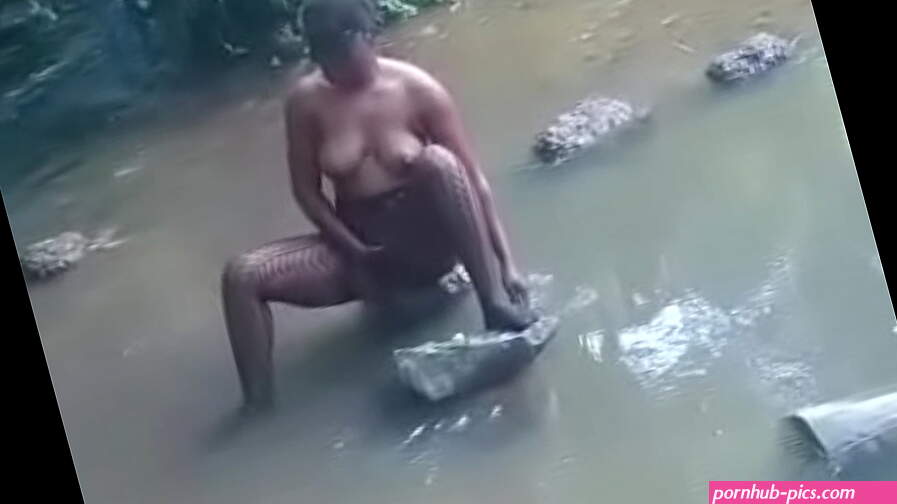 hot african woman taking bath