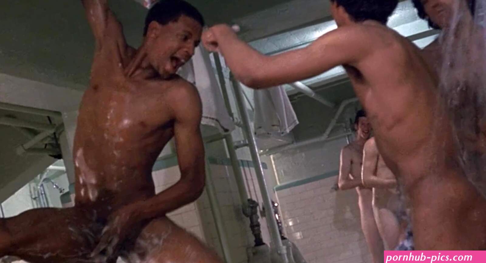 Black Nude Athletes Shower