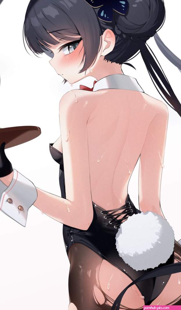 cocokawa cjsj8353 blue archive ryuuge kisaki animal ears ass bunny ears bunny girl halo loli no bra pantyhose tail torn clothes waitress wet