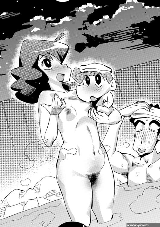 abemorioka nohara himawari nohara hiroshi nohara misae nohara shinnosuke crayon shin-chan 2boys 2girls anus bathing breasts greyscale mixed-sex bathing monochrome multiple boys multiple girls navel nipples nude pubic hair shared...