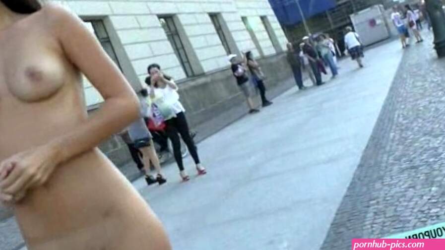 Hot babes shows their naked bodies on public streets
