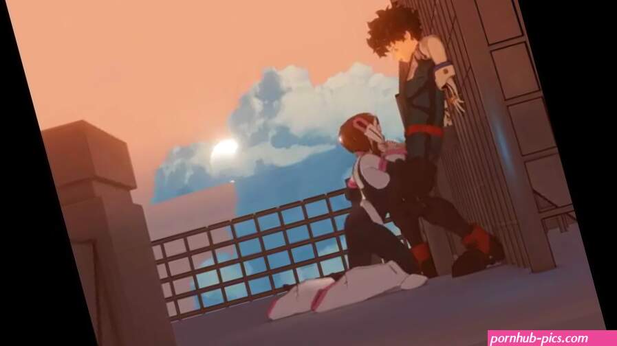 Uraraka rooftop blowjob