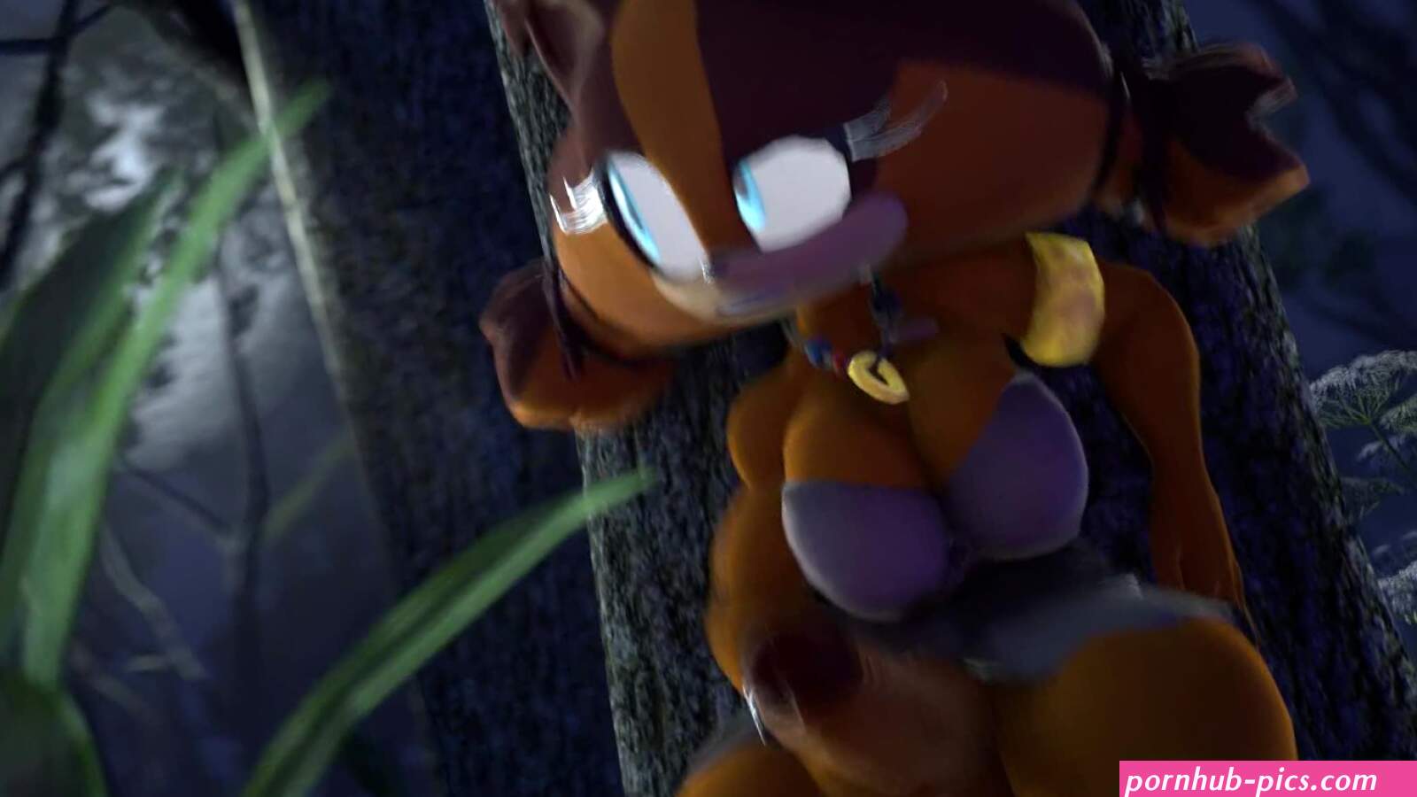 Sonic Boom Sticks The Badger Against Tree 3d