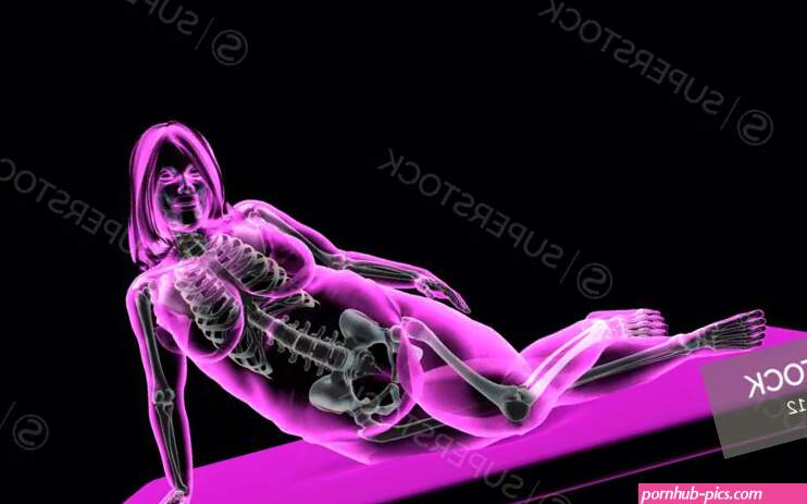 Rubenesque nude woman reclining on side X-ray image