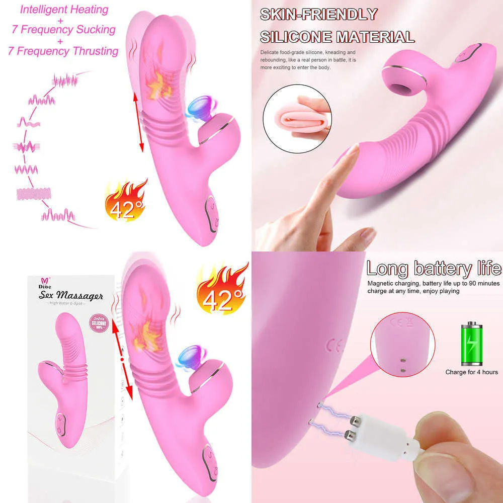 NXY Vibrators Clitoral Sucker Vagina Vibrator Heating Thrusting Sucking Vibrating Dildo Nipple Sex Toy For Adults 18 Women Masturbator Product 230809 From 3302