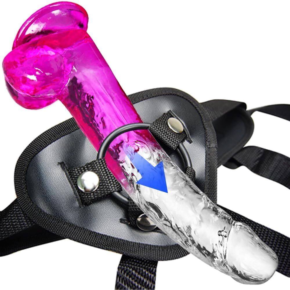 11-Inch Clear Realistic Huge Dildo with Adjustable Strap-On Harness