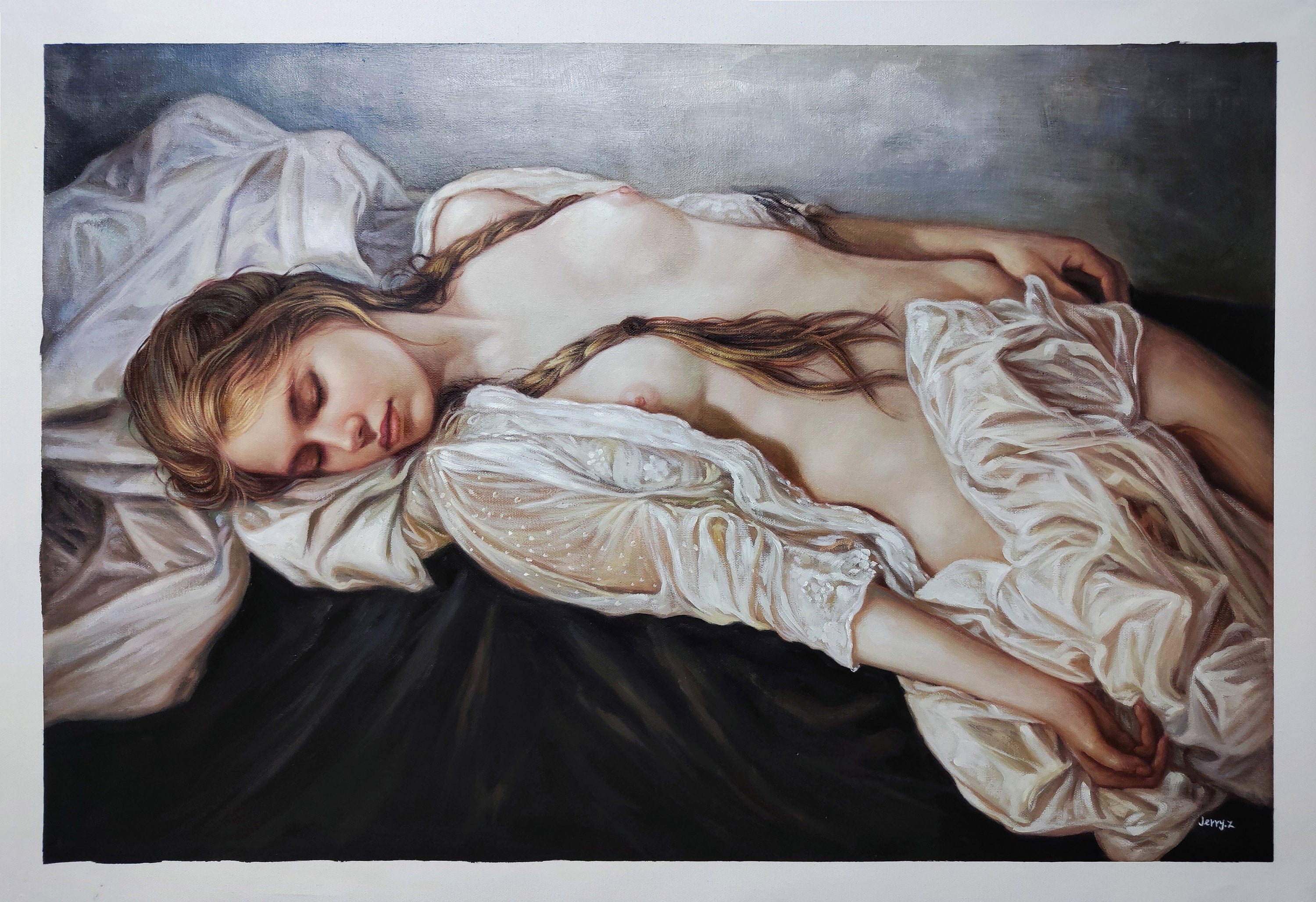 Sleeping Beauty 60 X 90 Cm Female Nude Art HANDMADE Oil on Canvas Nude Oil Painting DE1 Zjc350