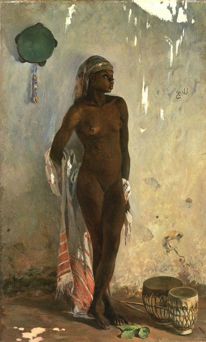 Vintage Nude Female Slave With Tambourin 1880 Print Poster Wall Art Picture A4
