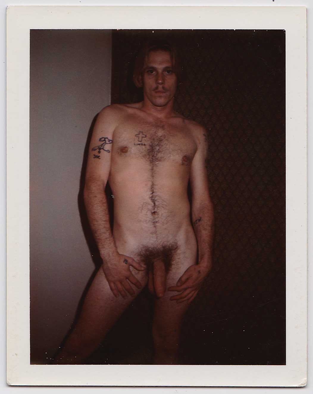 homobilia on X: Vintage Male Nude: Original Polaroid 1974: Randy with Tattoos: Gay Vintage