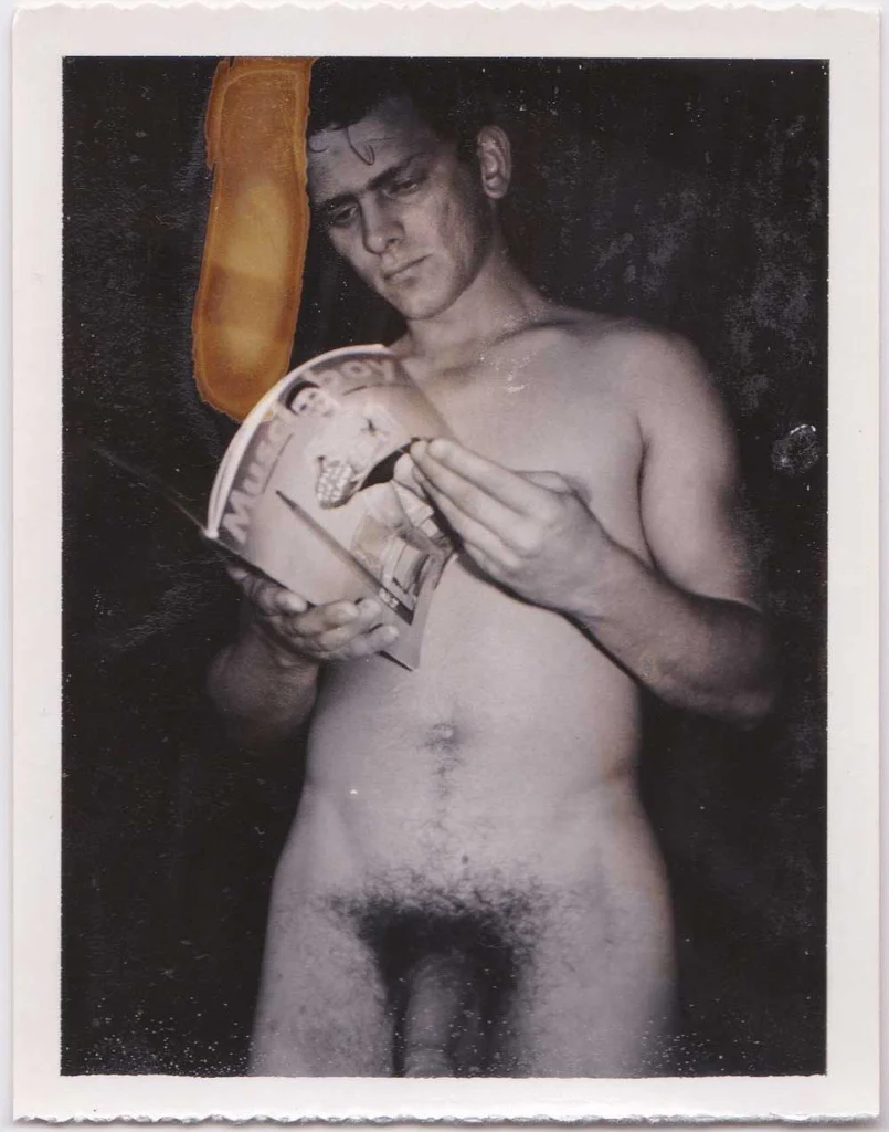 Male Nude Looking at Muscleboy: Vintage Polaroid