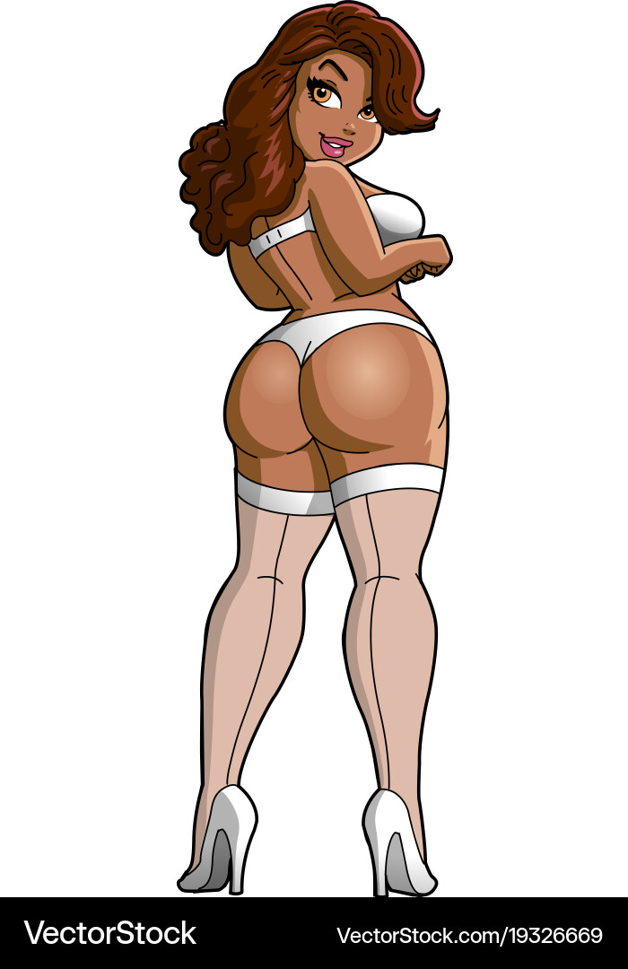 Curvy Black Woman in Lingerie Royalty Free Vector Image