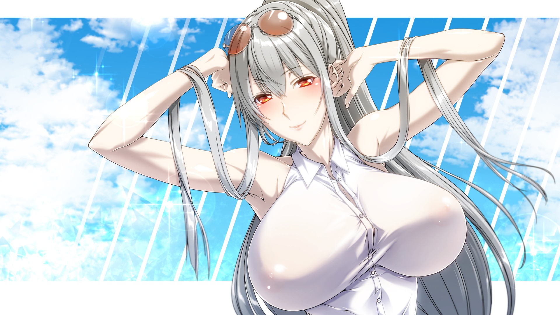 Wallpaper : illustration anime girls big boobs cartoon see through clothing Valkyria Chronicles Selvaria Bles mangaka 1920x1080