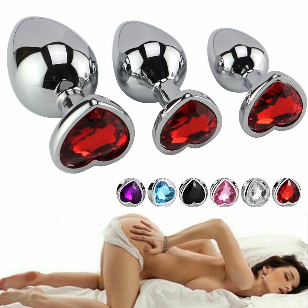 3pcs Diamond Stainless Steel Jeweled Anal Butt Plug Multi-Color Buttplug SML