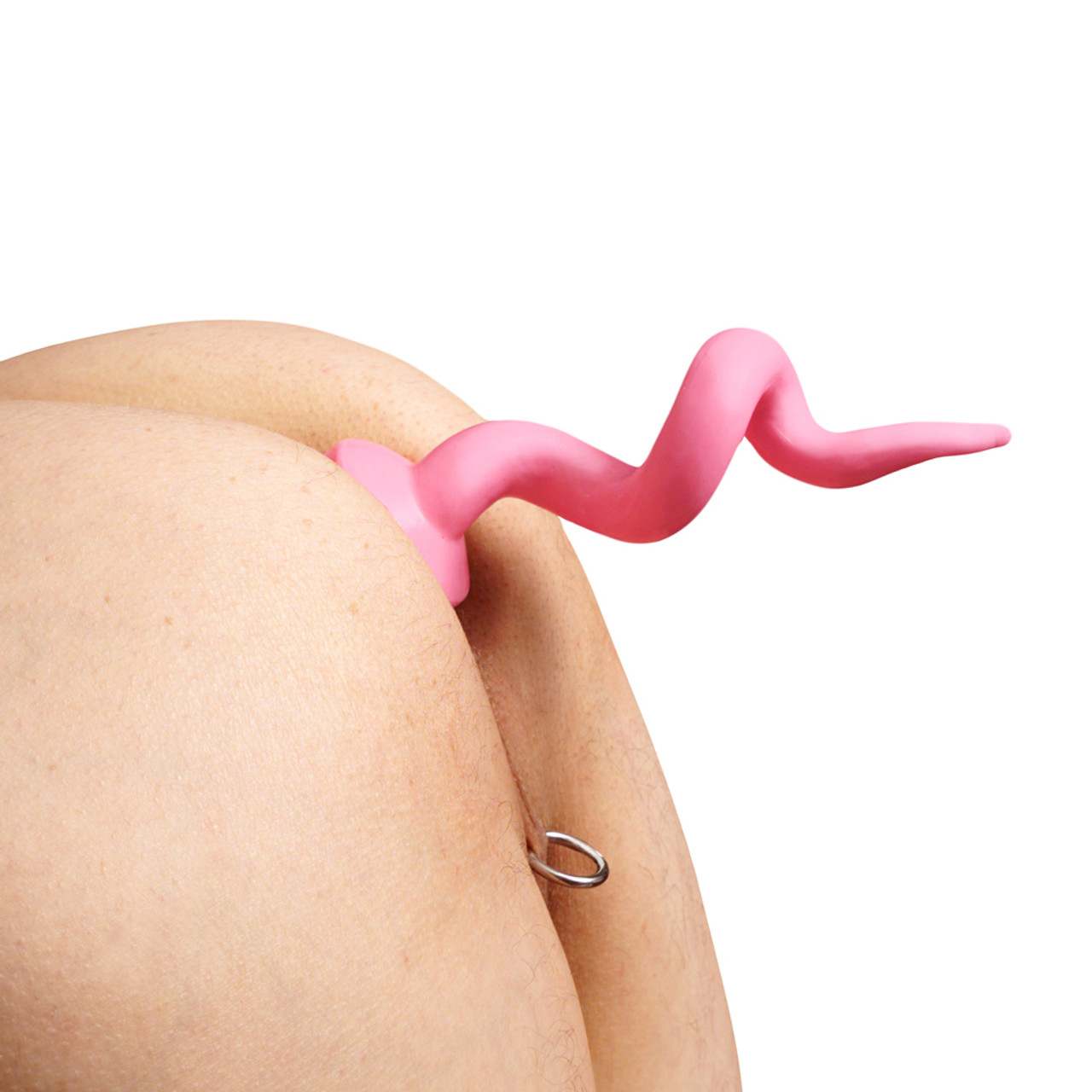 Buy the Spiraled Realistic Pink Pig Tail Butt Plug anal buttplug