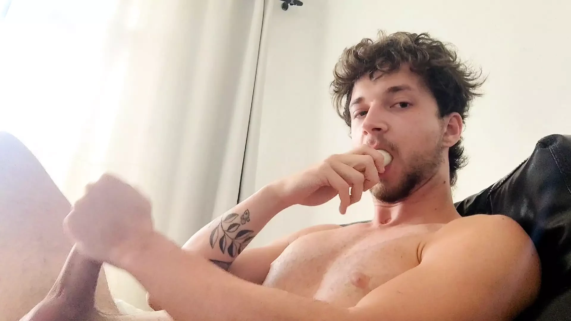 Brazilian Jacking off Eating a Banana