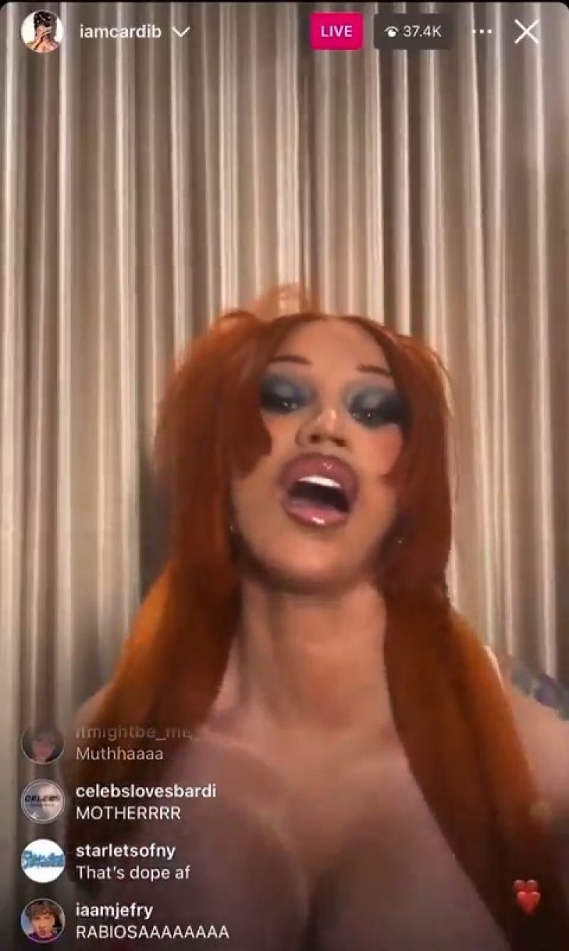 Cardi B Flashing Her Nude Big Tits on Instagram Live