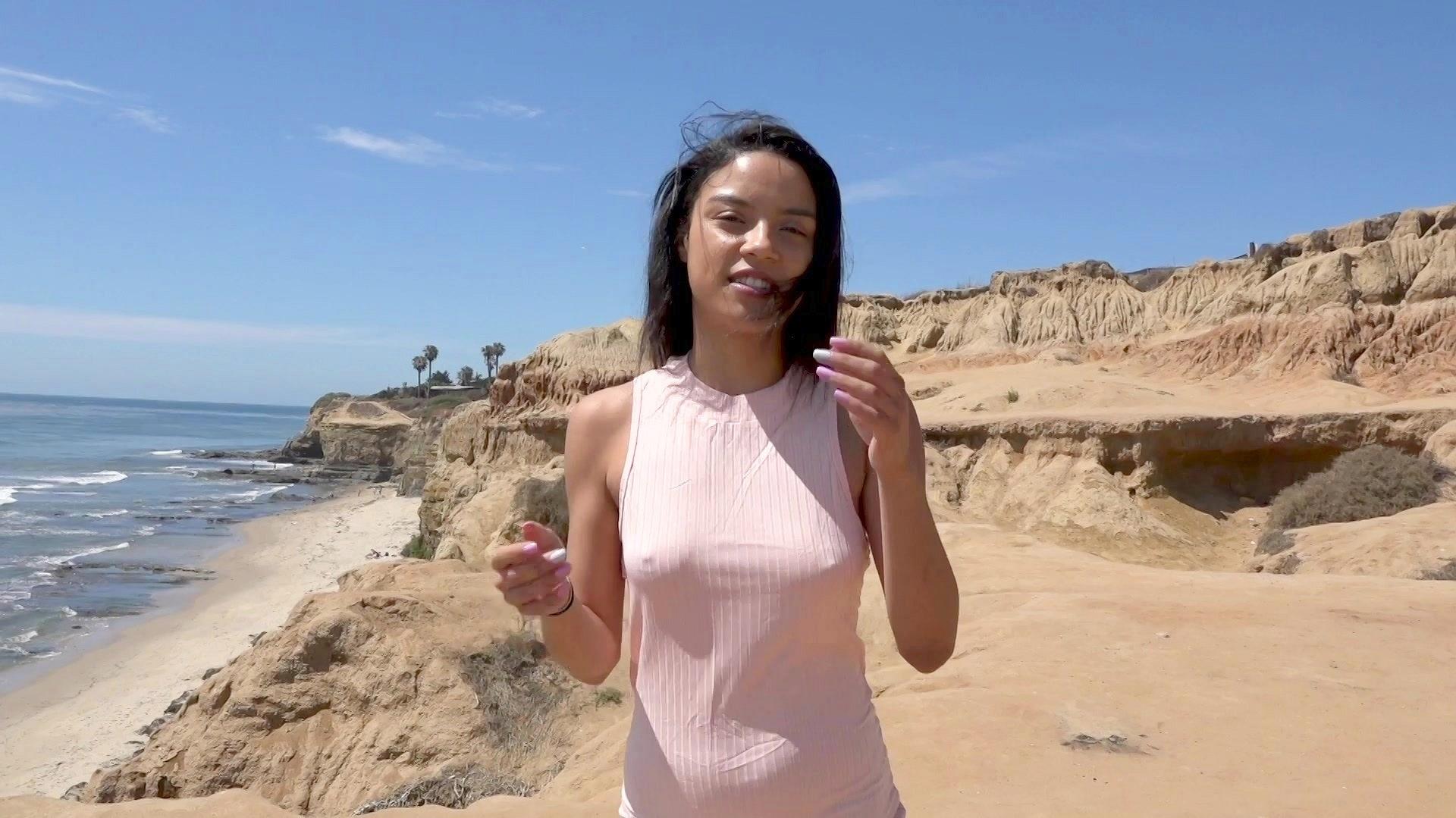 Maya Bijou gets fucked on the beach after giving us some public nudity