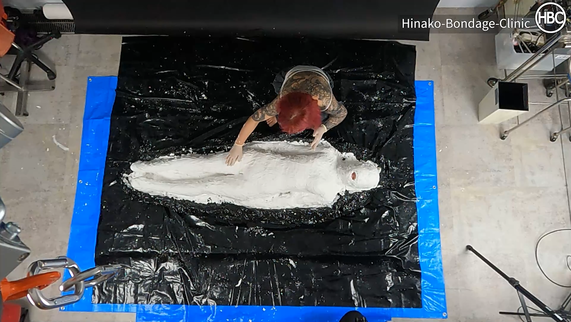 Plaster restraint with Eri Kitami fixed camera on the ceiling Part 2315: Hinako Bodage Clinic: Japanese bondage: XCREAM