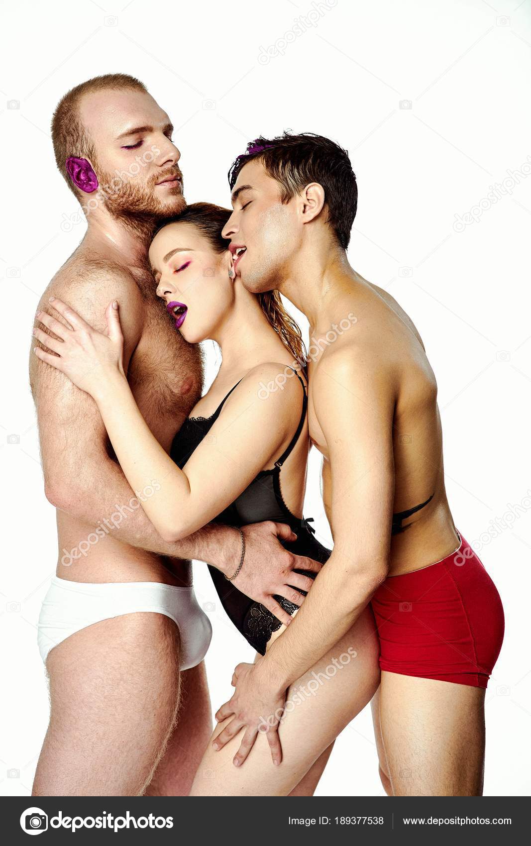 Swinger Threesome Lingerie Isolated White Background Stock Photo smmartynenko 189377538