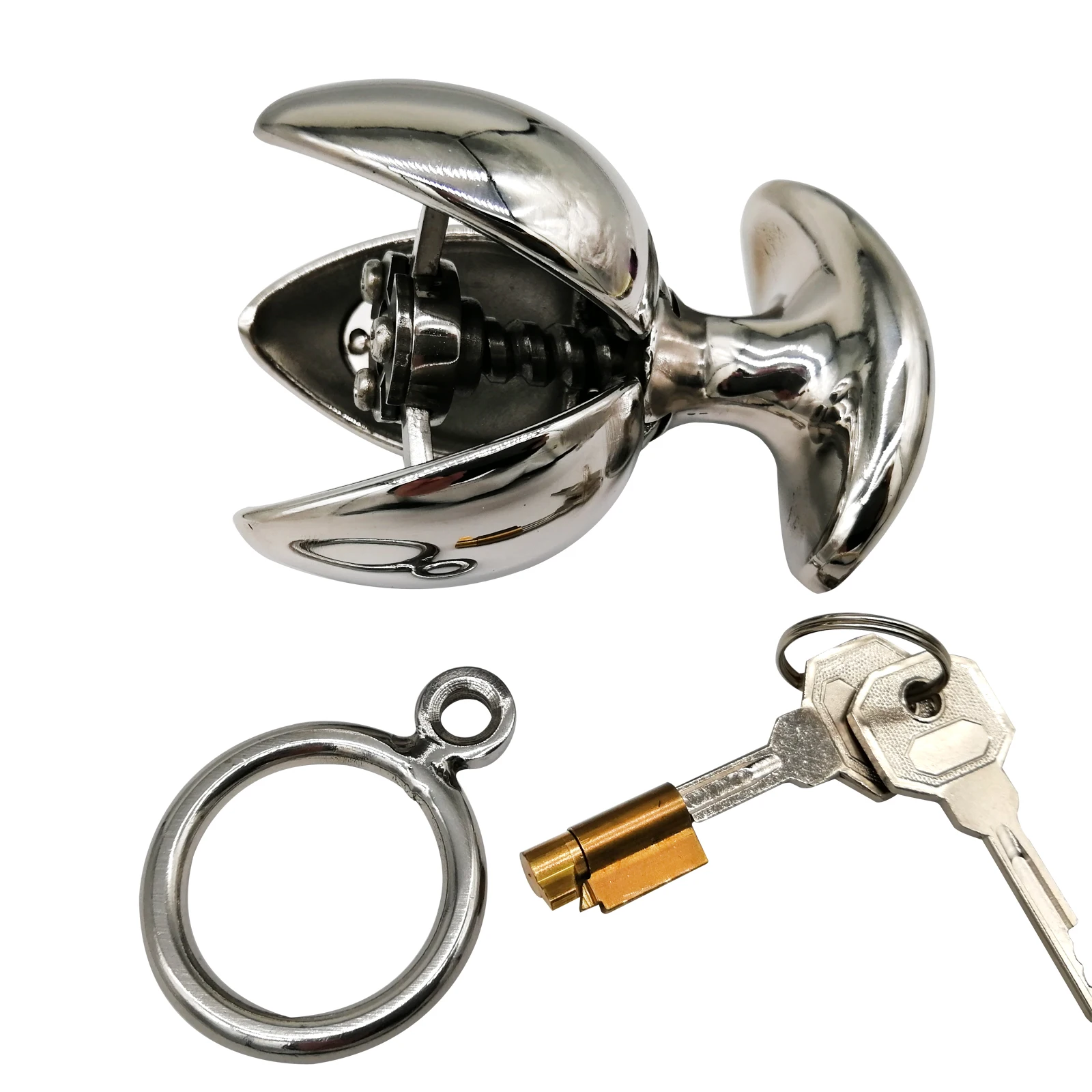 Stainless Steel Anal Lock Anal Dilator Openable Anal Plugs Heavy Anus Beads Lock