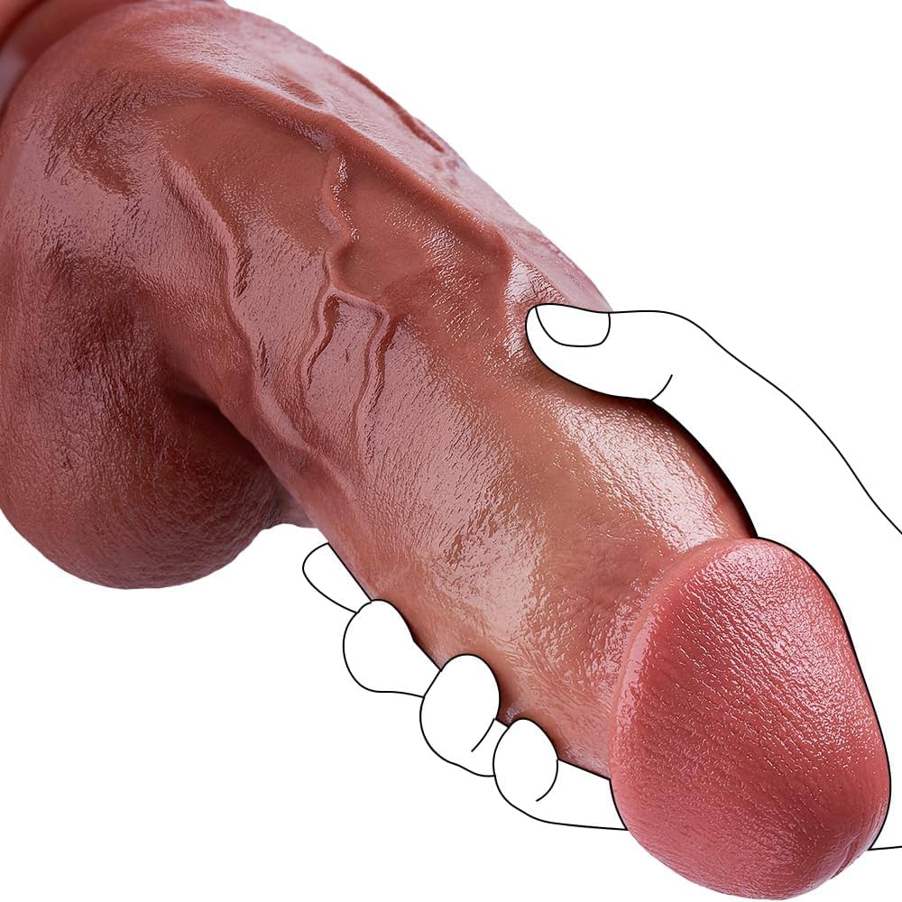 : Lubisey 2.7 Diameter Extra Huge Realistic Dildo Sex Toy Big Thick Dildos with Tapered Head for G Spot Play 9.4 Giant Anal Dildo Double Layer Silicone Penis with Powerful Suction Cup