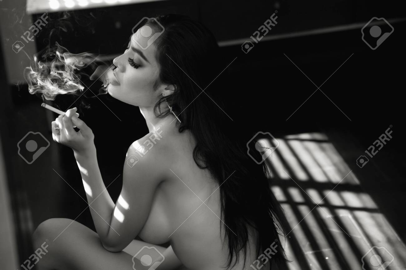 Sexy Art Photography Black And White. Naked Lady Smoking Cigarette With Smoke Light And Shade From Window. Stock Photo Picture and Royalty Free Image. Image 137698847.