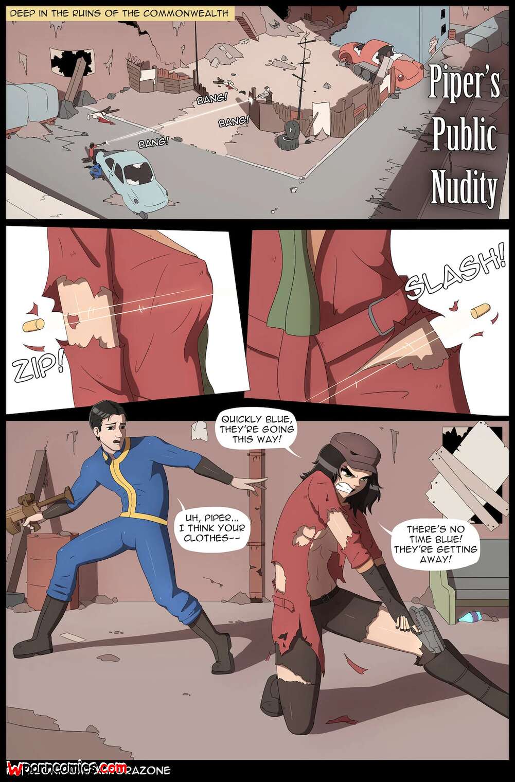 Porn comic Pipers public nudity. Aurora Zone Sex comic guys caught a