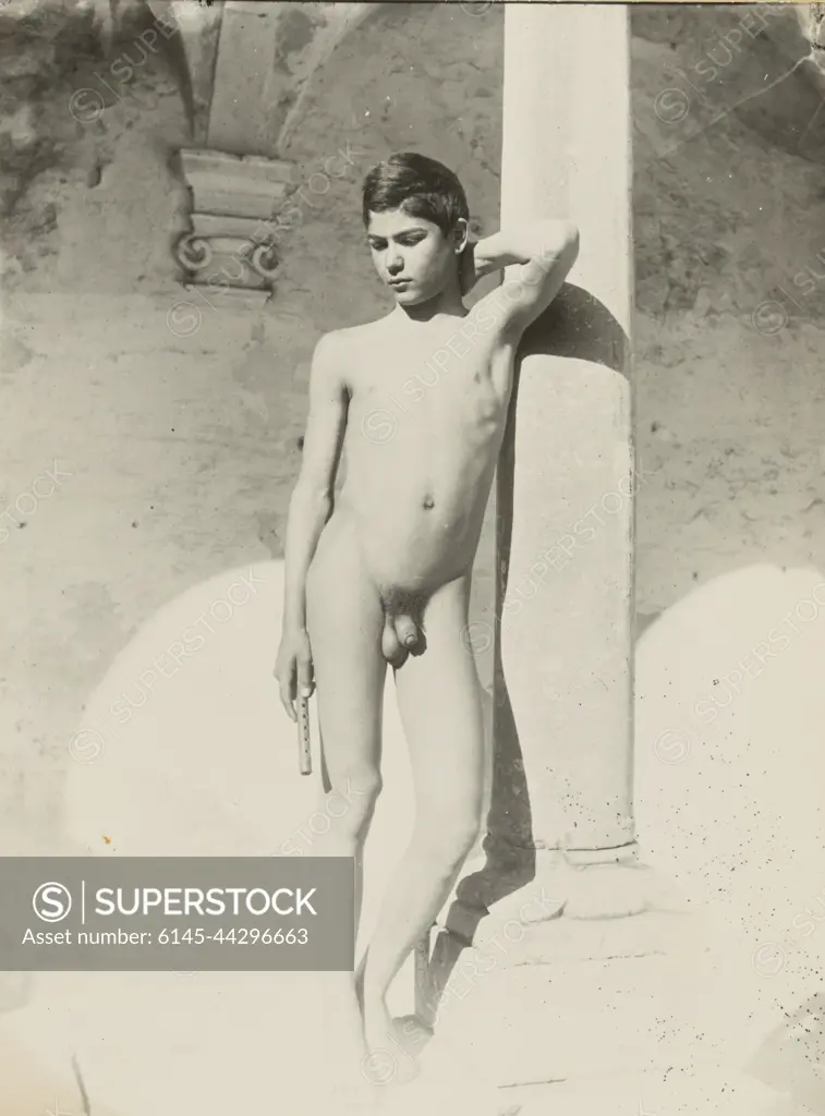 Nude boy with flute. Baron Wilhelm von Gloeden German 1856