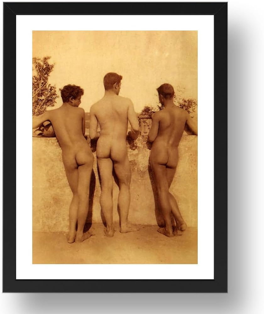 Period Prints The Three Graces 1897 by Wilhelm von Gloeden classic male nude homo-erotic historic photo vintage art reproduction print in A1 36x24 Black Frame : Amazon.co.uk: Home Kitchen