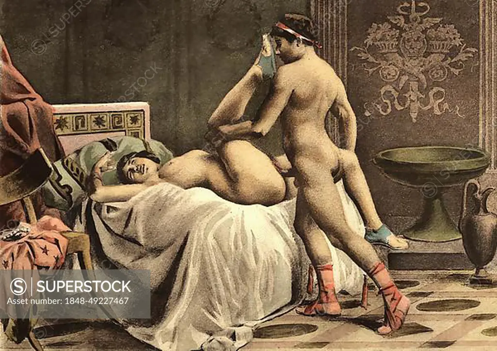 Man and woman having sex Erotic illustration by Edouard-Henri Avril 21 May 1849