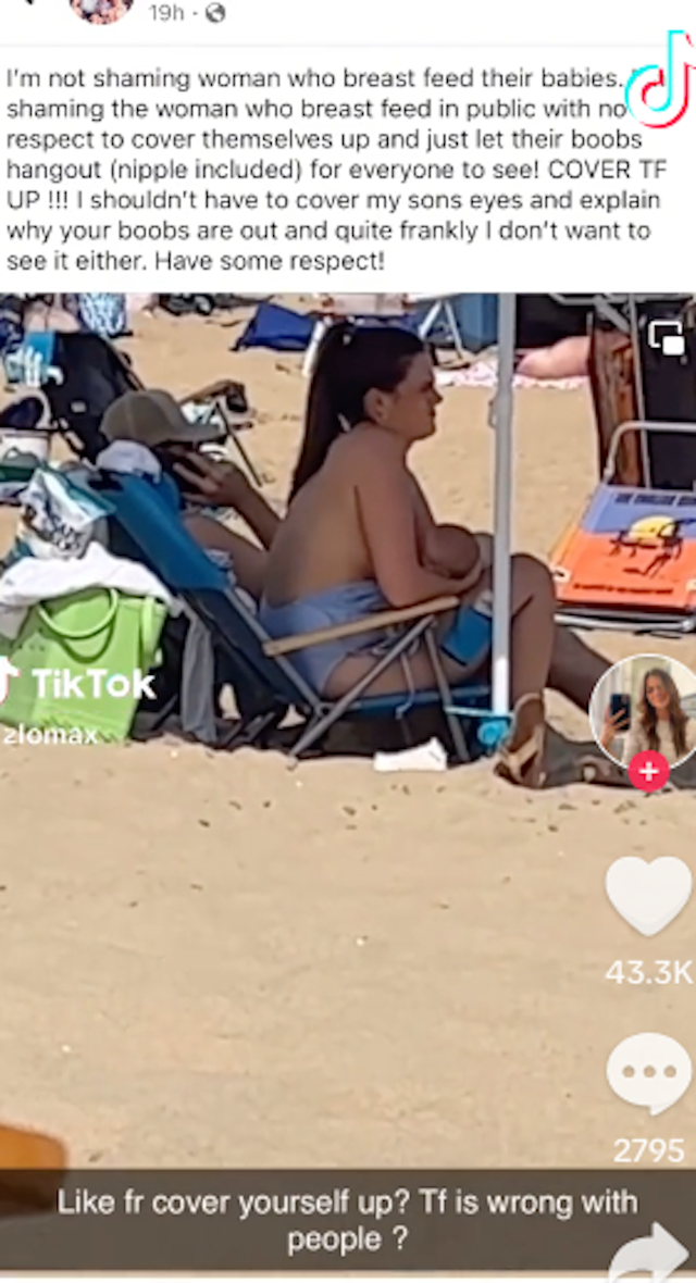 Woman shamed for breastfeeding in public hits back on TikTok
