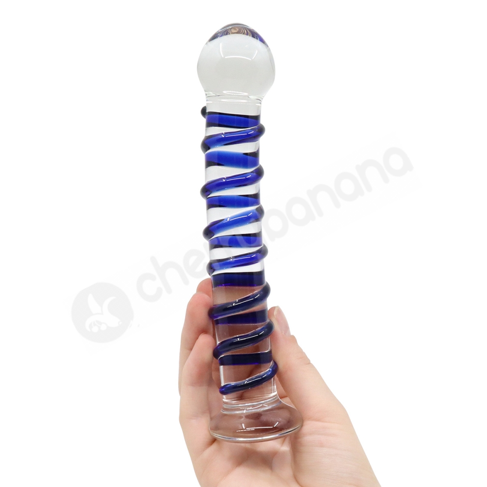 Buy Crystal Pleasures Glass Mystic Rain Swirled Dildo by Cherry Banana