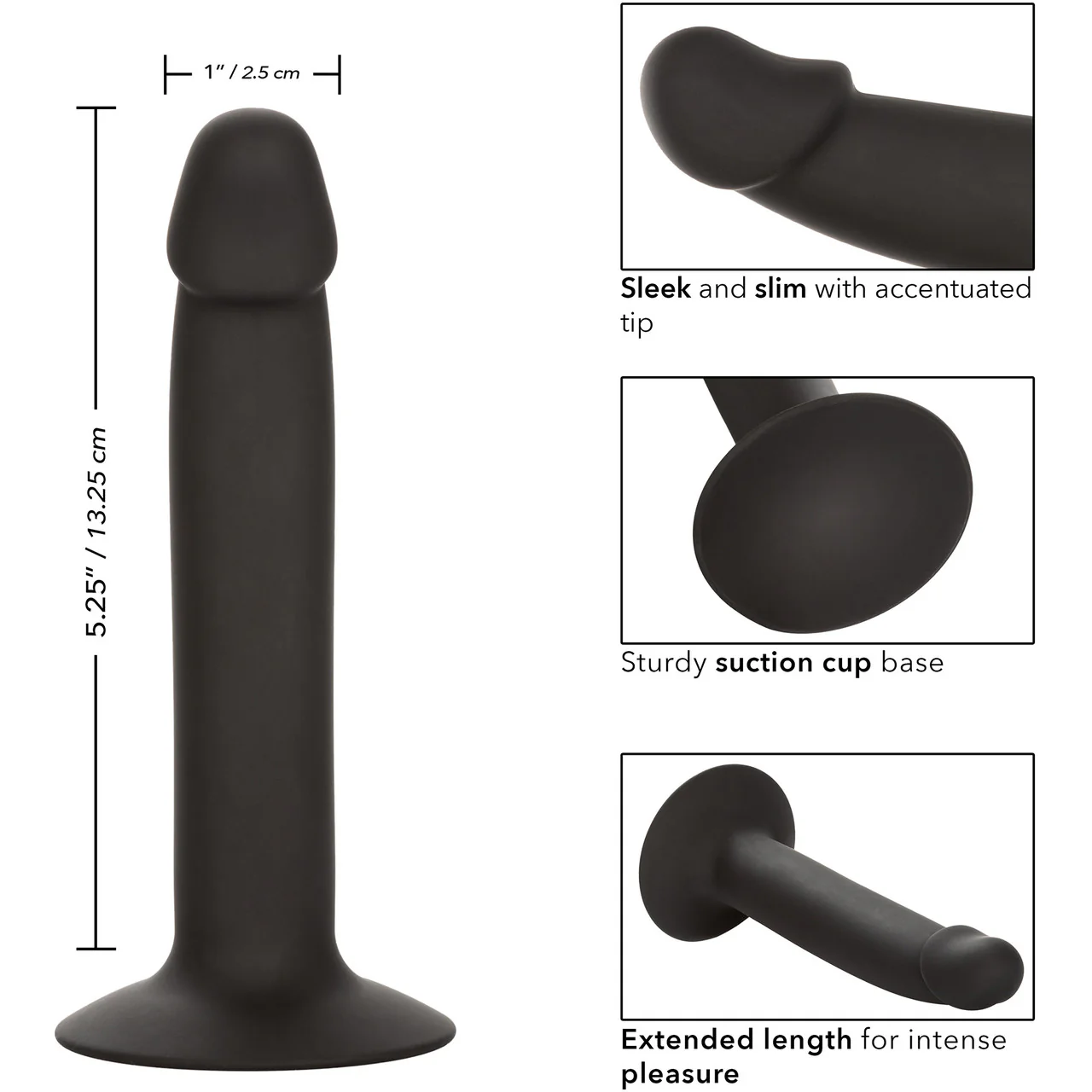 Silicone Slim Anal Stud Suction Cup Dildo By CalExotics