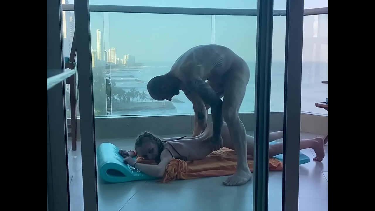 On public balcony a little studient got filled in her tight asshole !