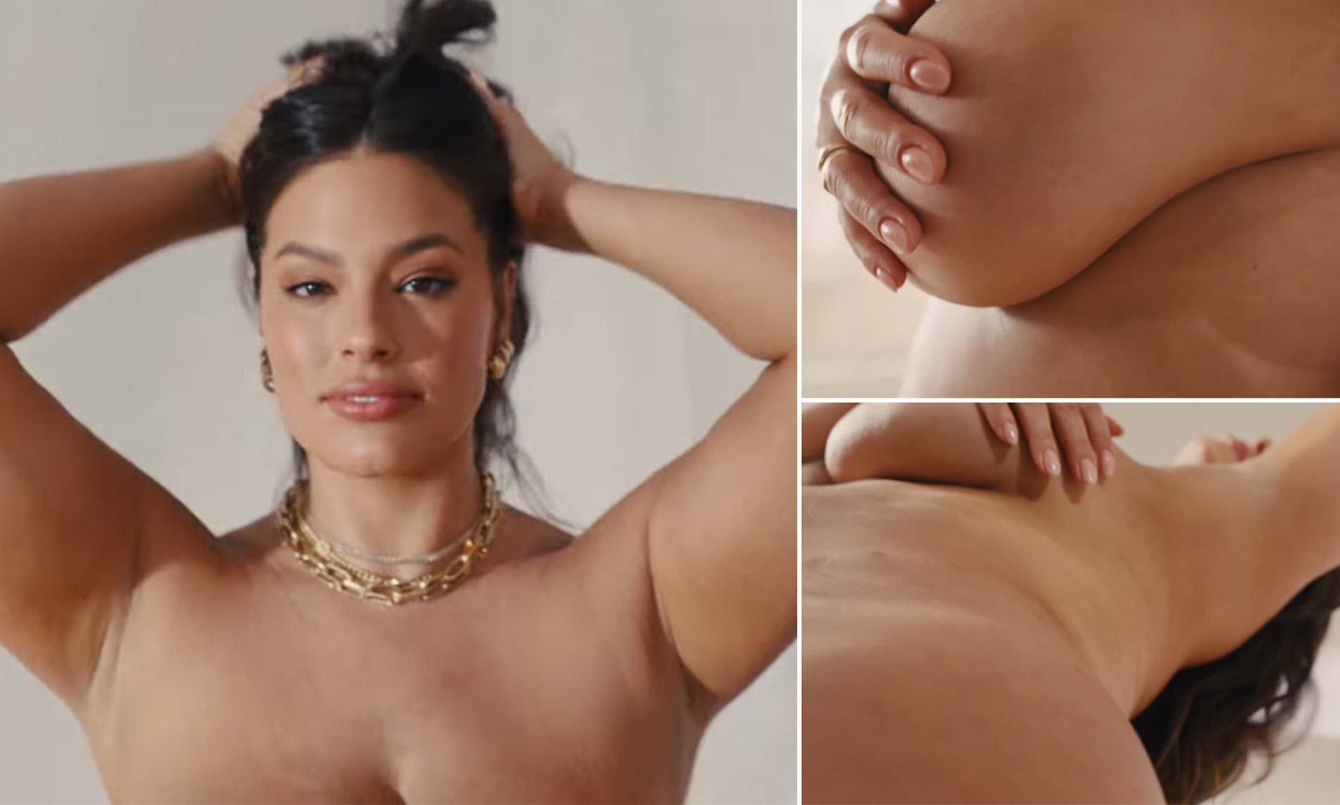 Ashley Graham poses nude four months after giving birth despite admitting body changed so much