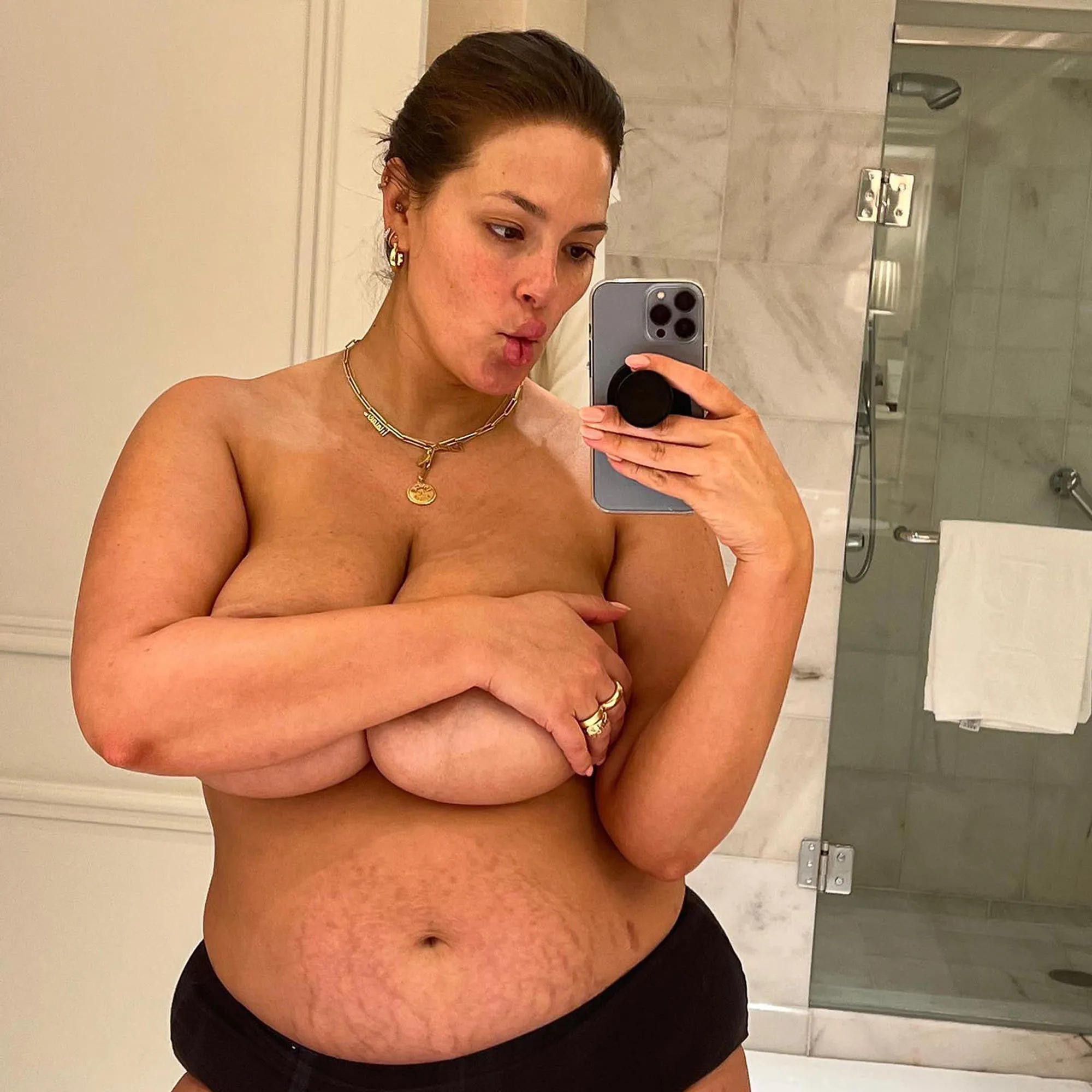 Ashley Graham poses nude for Spanx months after twins birth