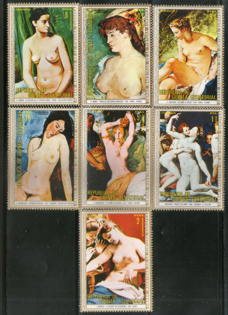 Guinea Equatorial 1972 Beautiful Nude Paintings Art Women 7v MNH 497