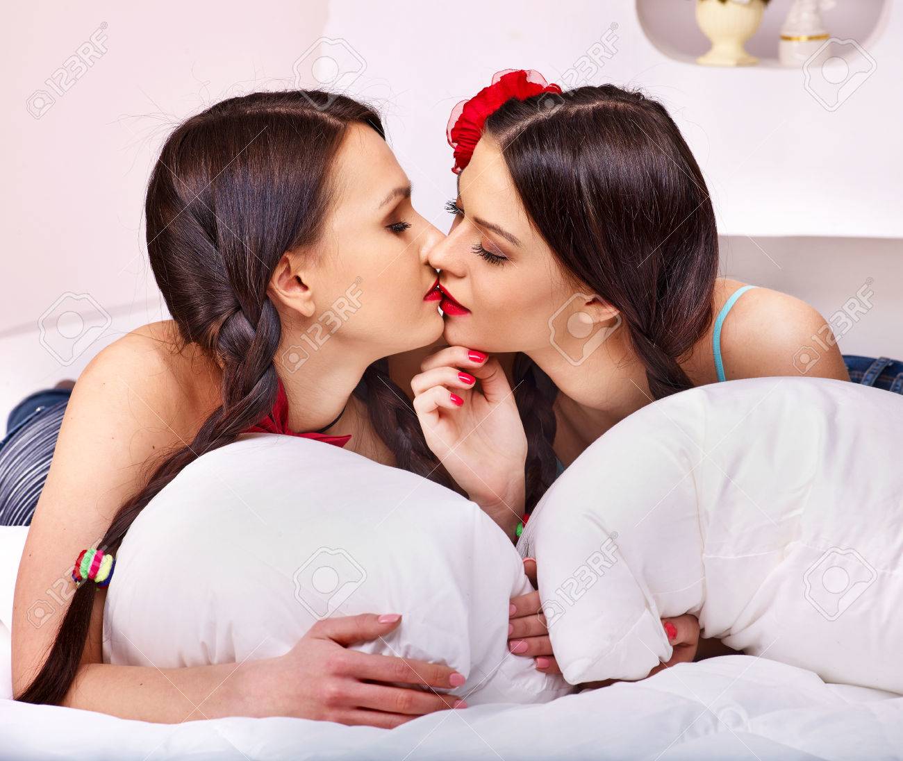 Two Beautiful Sexy Lesbian Women In Erotic Foreplay Game. Isolated. -. Image 29752791