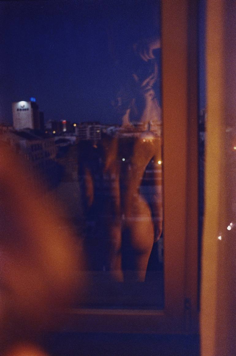 Sexy young woman nude in hotel room analogue film print photo Photography by Edward Olive