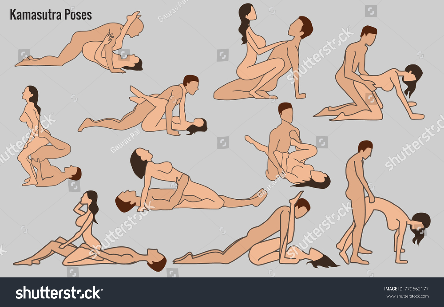 Cartoon Different Sex Poses Position Couple Stock Vector Royalty Free 779662177