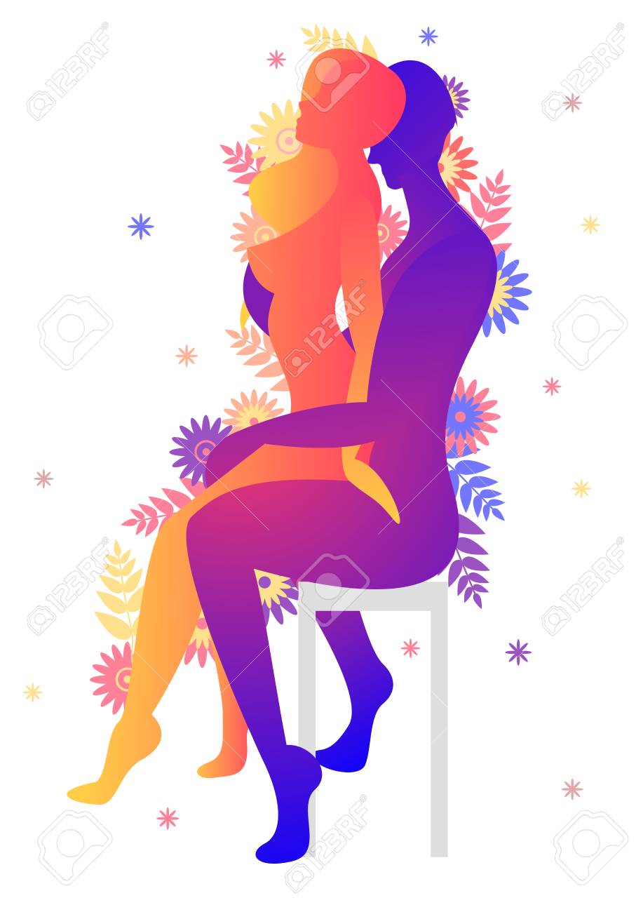 Kama Sutra Sexual Pose The Perch. Man And Woman On White Background Doing Sex Poses Illustration With Flowers SVG. Image 106444896