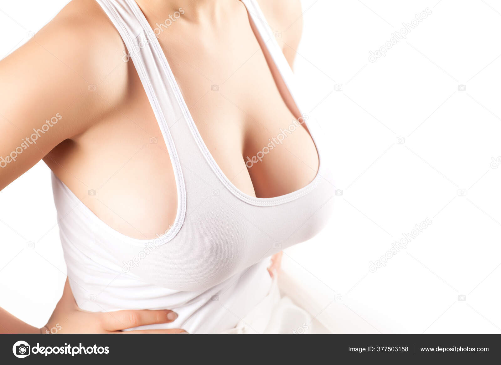 Women Large Breasts White Shirt Stock Photo VGeorgiev 377503158
