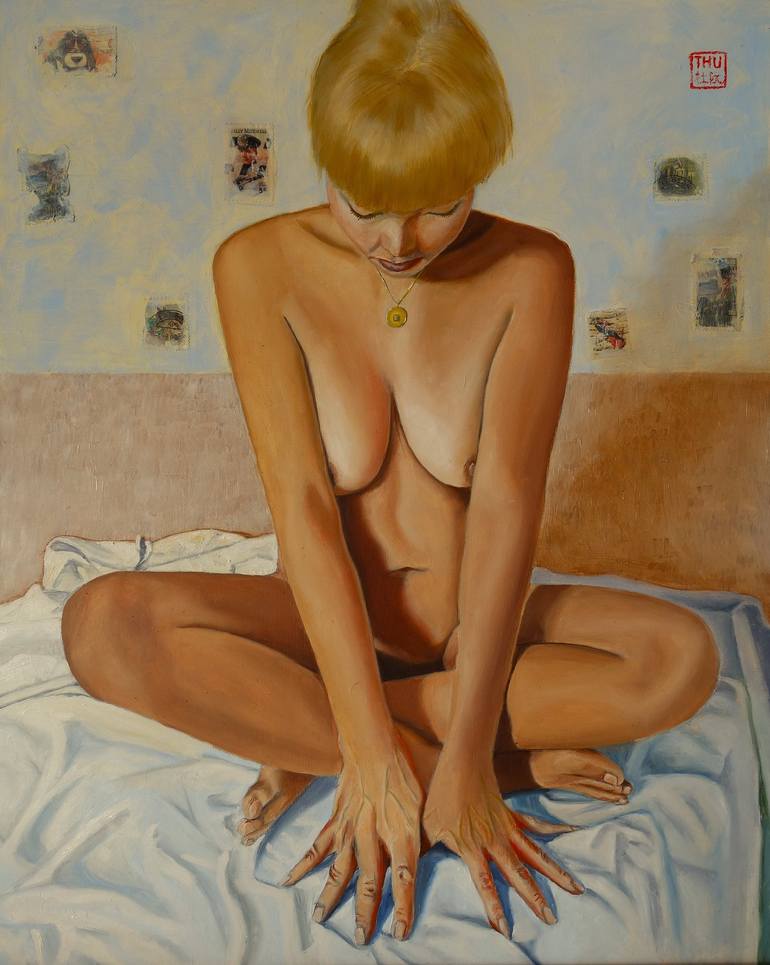 The golden girl Painting by Thu Nguyen
