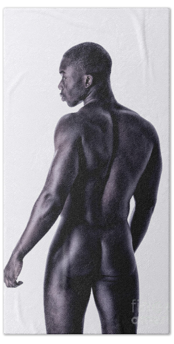 Totally naked black young male bodybuilder 3 Beach Towel by Stefano C