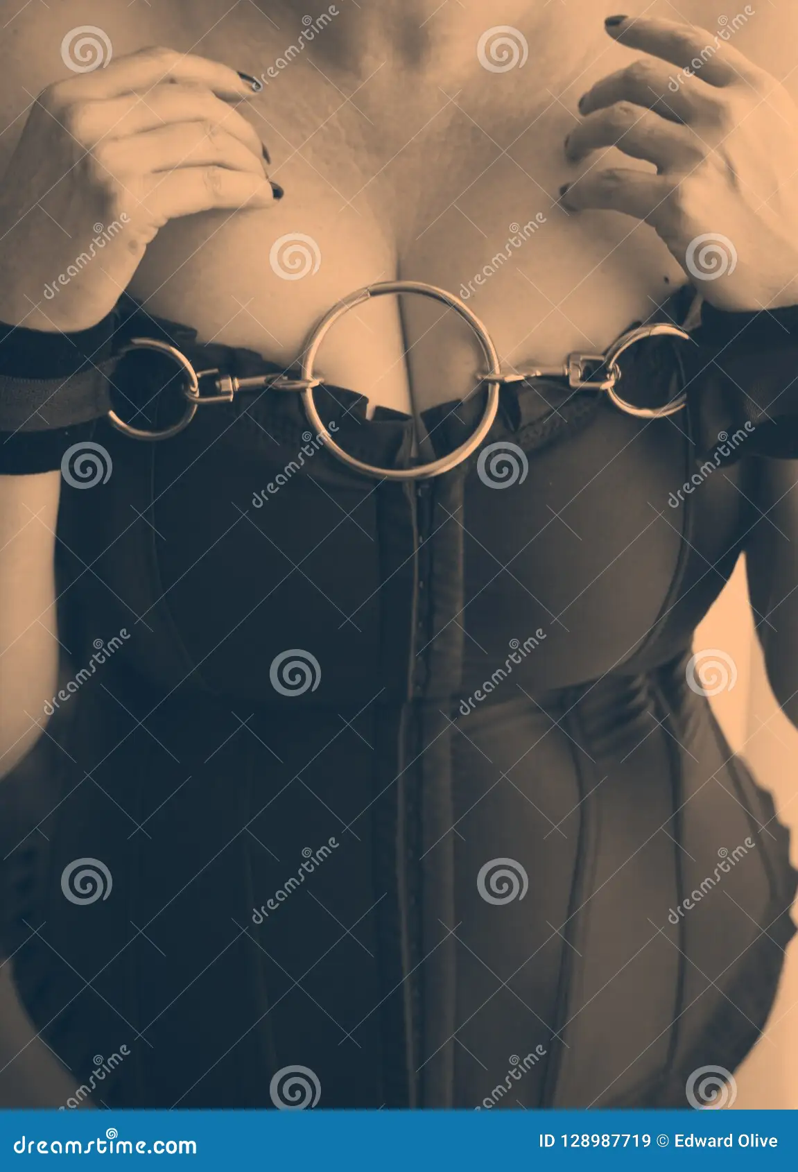 Busty big breasts cleavage stock image. Image of bondage