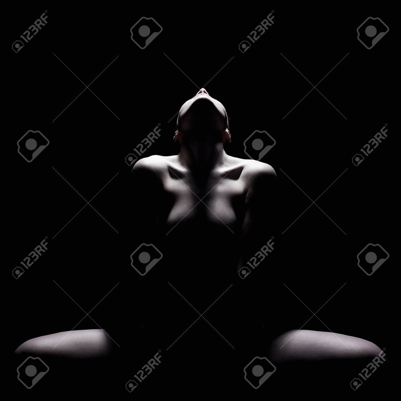 Nude Young Woman Silhouette In The Dark. Beautiful Sexy Naked Body Girl -. Image 100406320