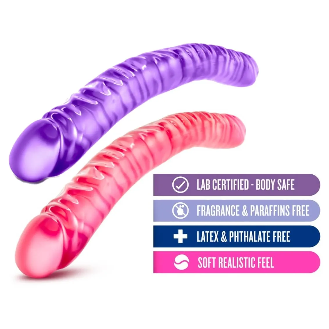 B Yours 18 inch Double Headed Dildo in Pink Purple