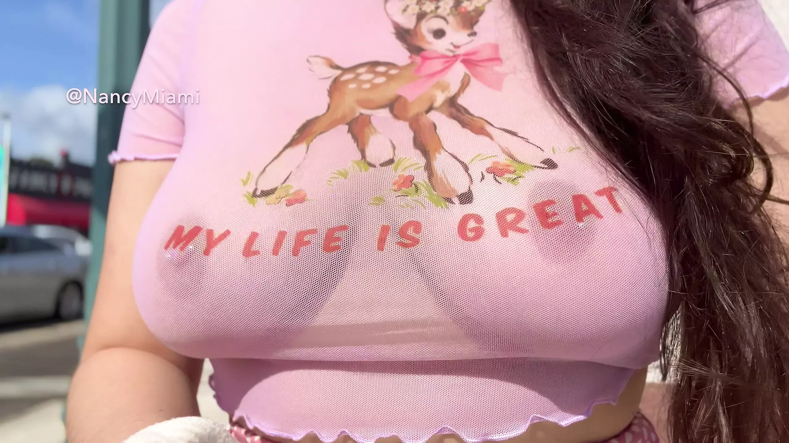 Public Walk in Transparent Top: Amateur Amateur Porn
