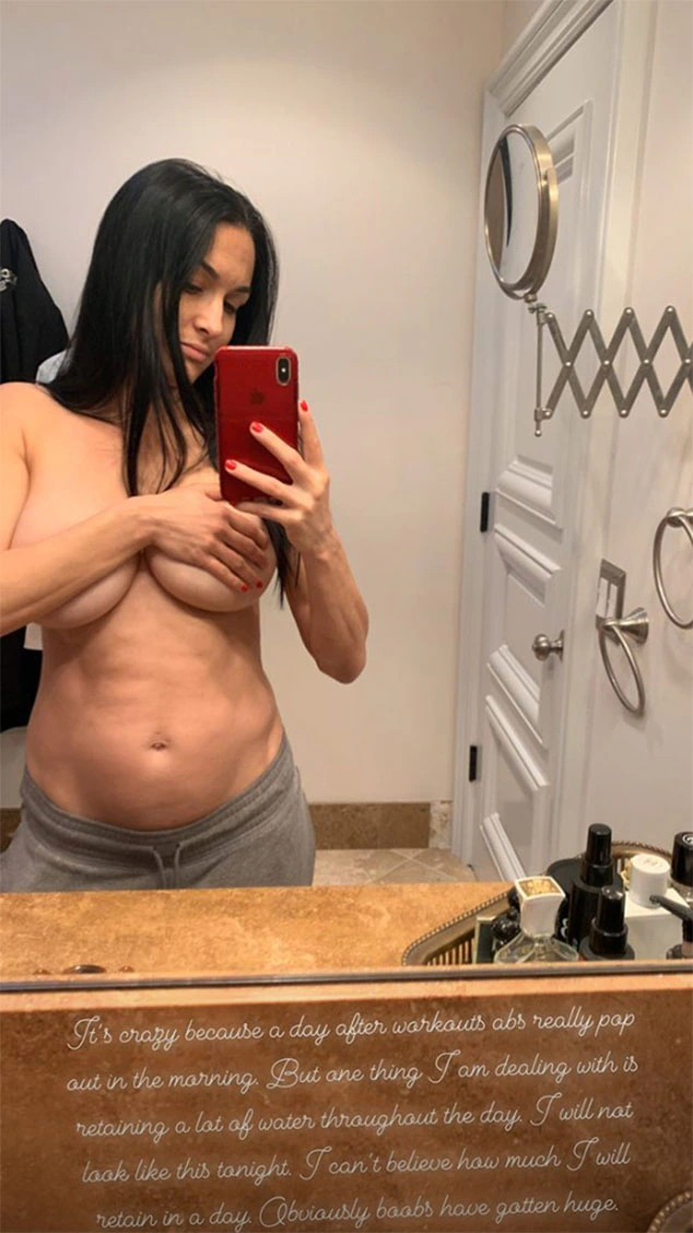 Topless Nikki Bella Reveals Her Pregnancy Boobs Have Gotten Huge