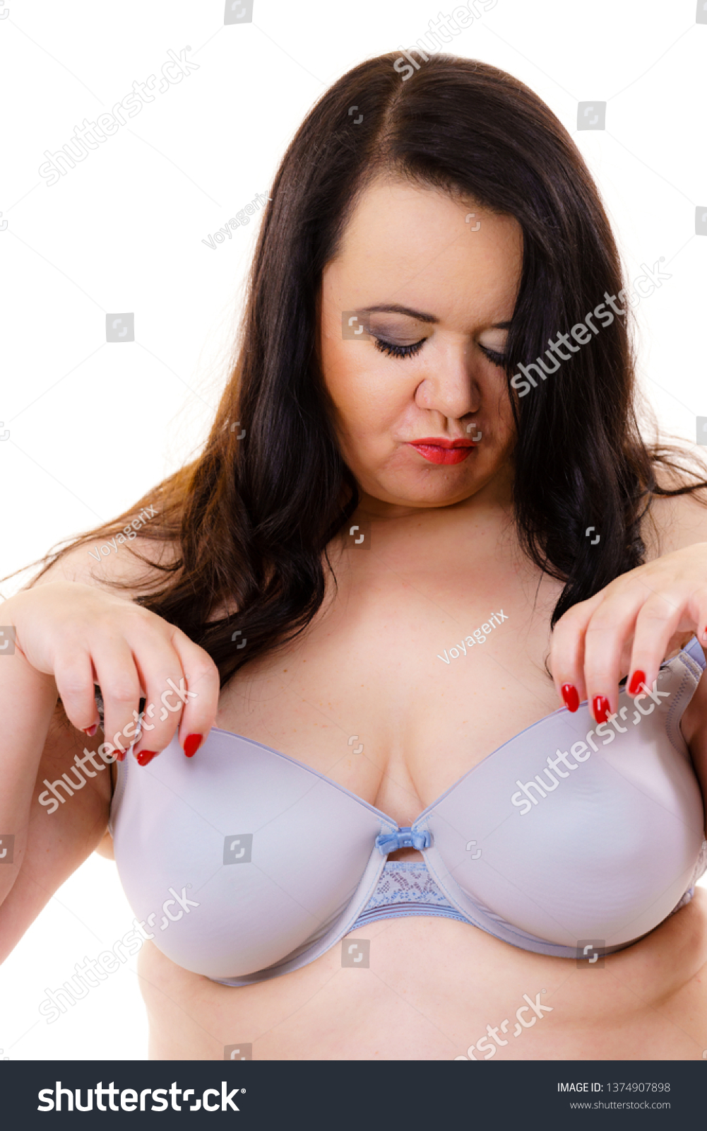 Plus Size Fat Mature Woman Wearing Stock Photo 1374907898
